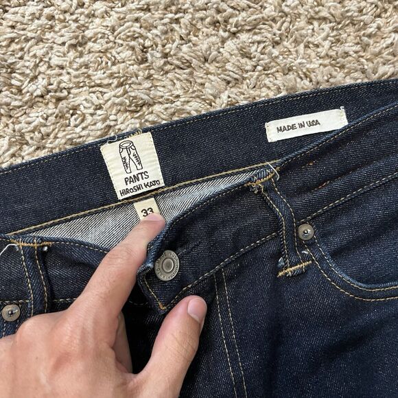 Hiroshi Kato Selvedge The Pen Slim Stretch Raw Dark Wash Jeans 34 - Picture 3 of 9